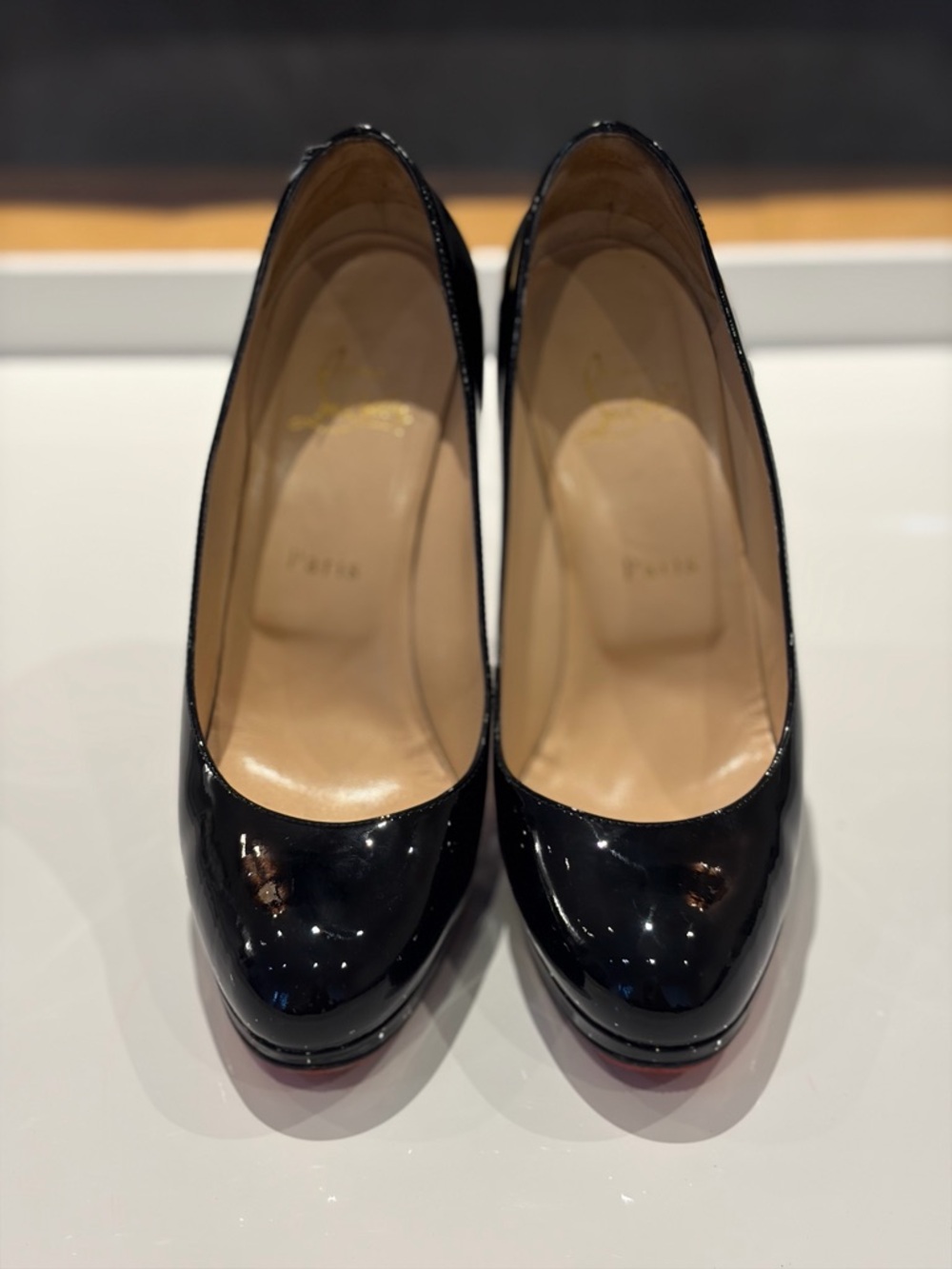 Authentic Christian Louboutin New Simple 100 Black Patent Pumps